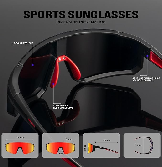 KALIYADI Sports Sunglasses-for-Men Polarized Running-Sunglasses: Sport Mens Sunglasses with UV Protection for Cycling Fishing KAS93-10-11-12