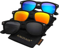 KALIYADI Polarized Sunglasses for Men and Women Matte Finish Sun glasses Color Mirror Lens UV Blocking (3 Pack) S22-1-3-4