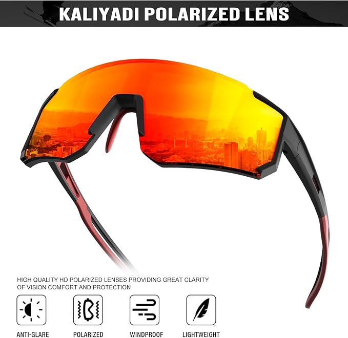 KALIYADI Sports Sunglasses-for-Men Polarized Running-Sunglasses: Sport Mens Sunglasses with UV Protection for Cycling Fishing KAS93-10-11-12