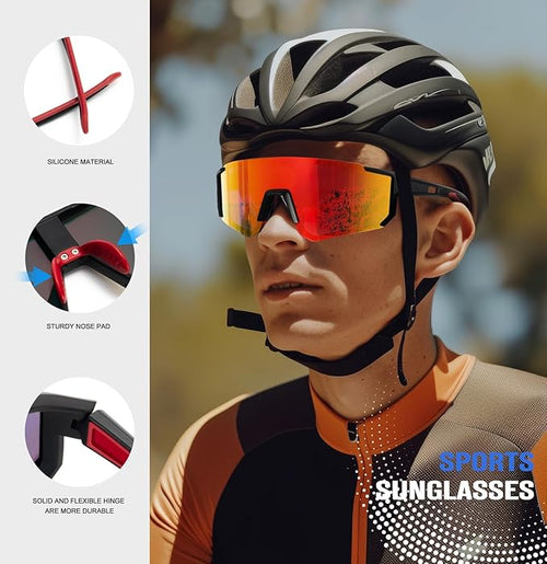 KALIYADI Sports Sunglasses-for-Men Polarized Running-Sunglasses: Sport Mens Sunglasses with UV Protection for Cycling Fishing KAS93-10-11-12