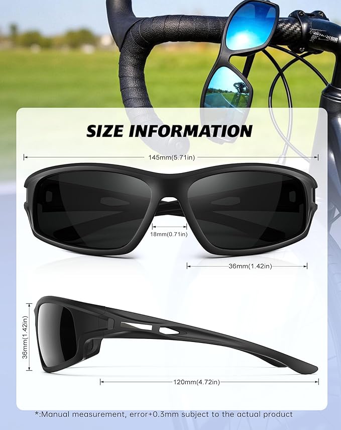 KALIYADI 4 Pack Polarized Sunglasses-Men Sports Sun-glasses: Mens Sunglasses UV Protection for Fishing Driving Cycling KAS94-1-3-5