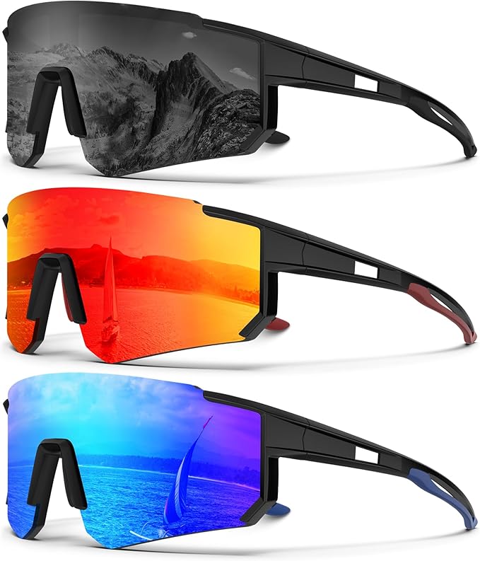 KALIYADI Sports Sunglasses-for-Men Polarized Running-Sunglasses: Sport Mens Sunglasses with UV Protection for Cycling Fishing KAS93-10-11-12