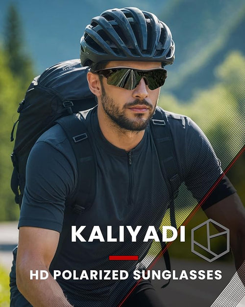 KALIYADI Sports Sunglasses Polarized Sunglasses-Men: Mens Sunglasses with UV400 for Golf Running Fishing KAS60-1-5-6