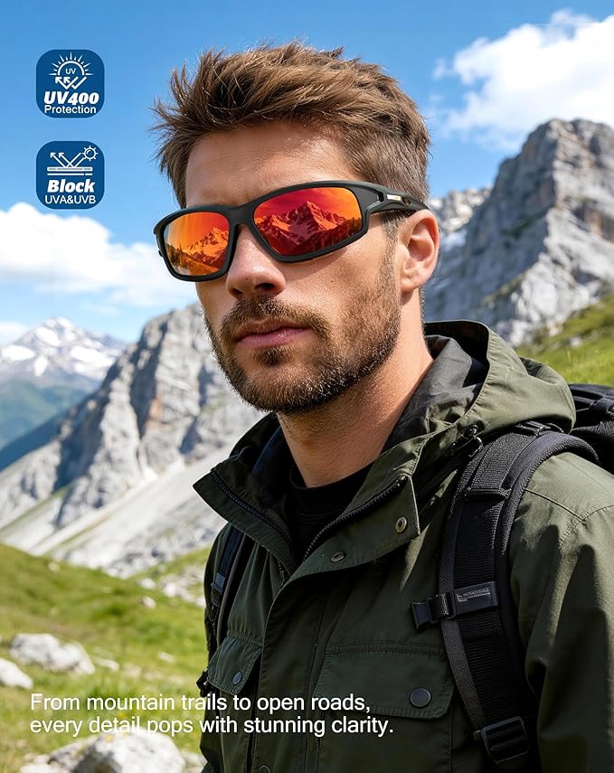 KALIYADI 4 Pack Polarized Sunglasses-Men Sports Sun-glasses: Mens Sunglasses UV Protection for Fishing Driving Cycling KAS94-1-3-5